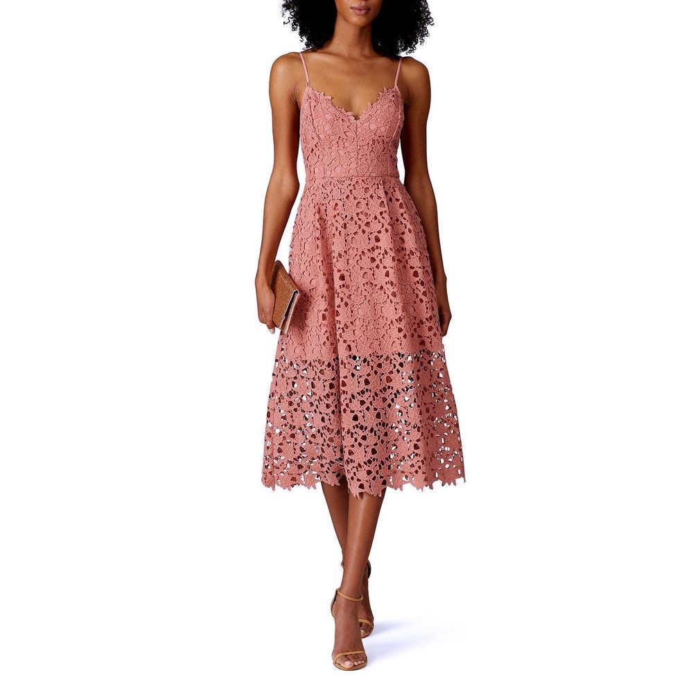 ASTR The Label Lace A-Line Midi Dress Dark Blush Size Medium